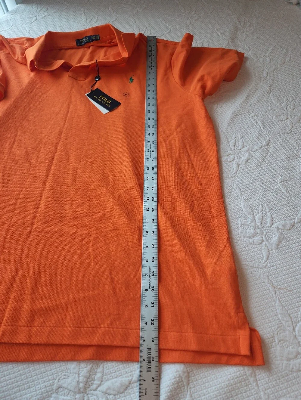 Ralph Lauren Orange Polo Shirt with Green Pony